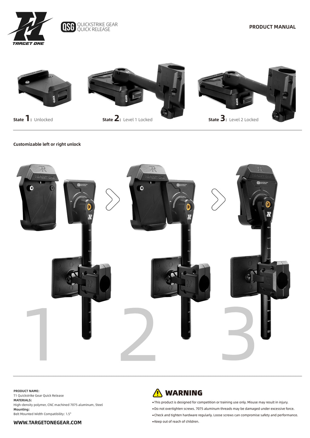 T1 Racing Holster QRS (Quick Release) Hanger Module