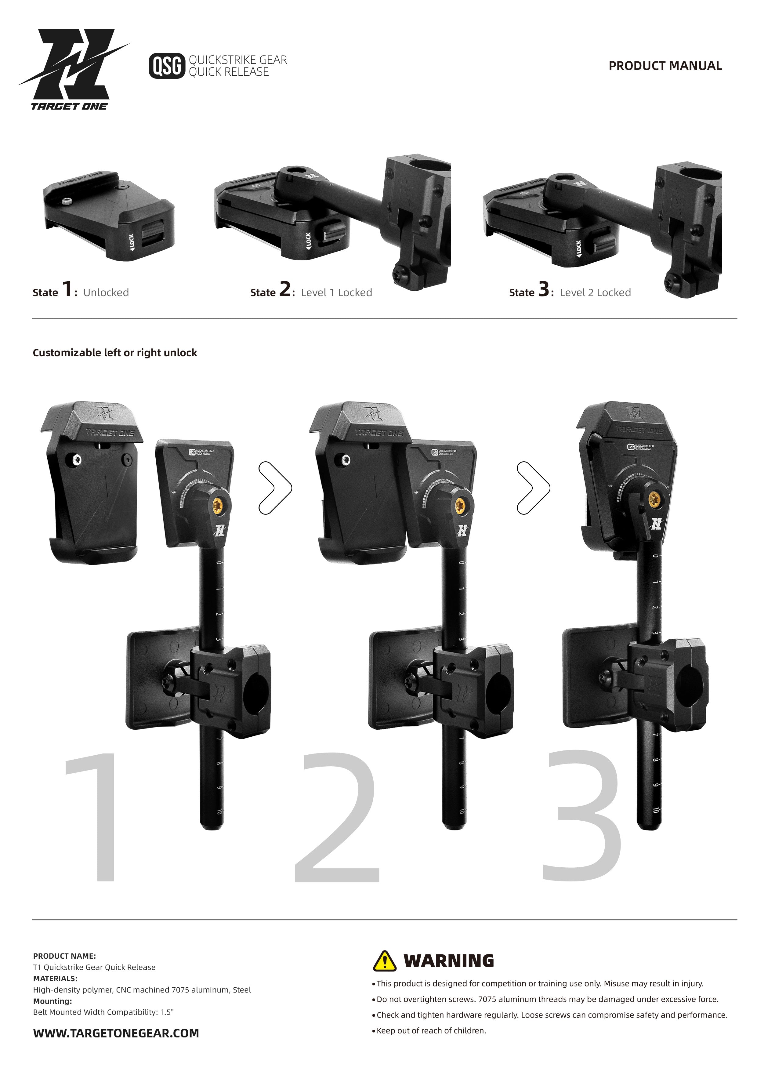 T1 Racing Holster QRS (Quick Release) Hanger Module