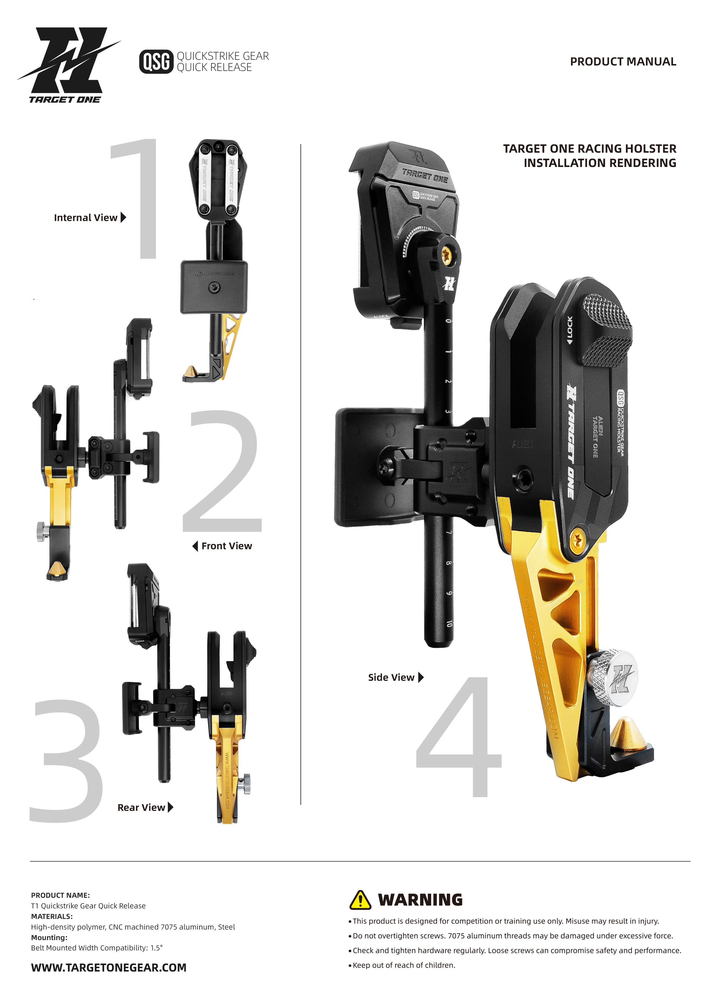 T1 Racing Holster QRS (Quick Release) Hanger Module
